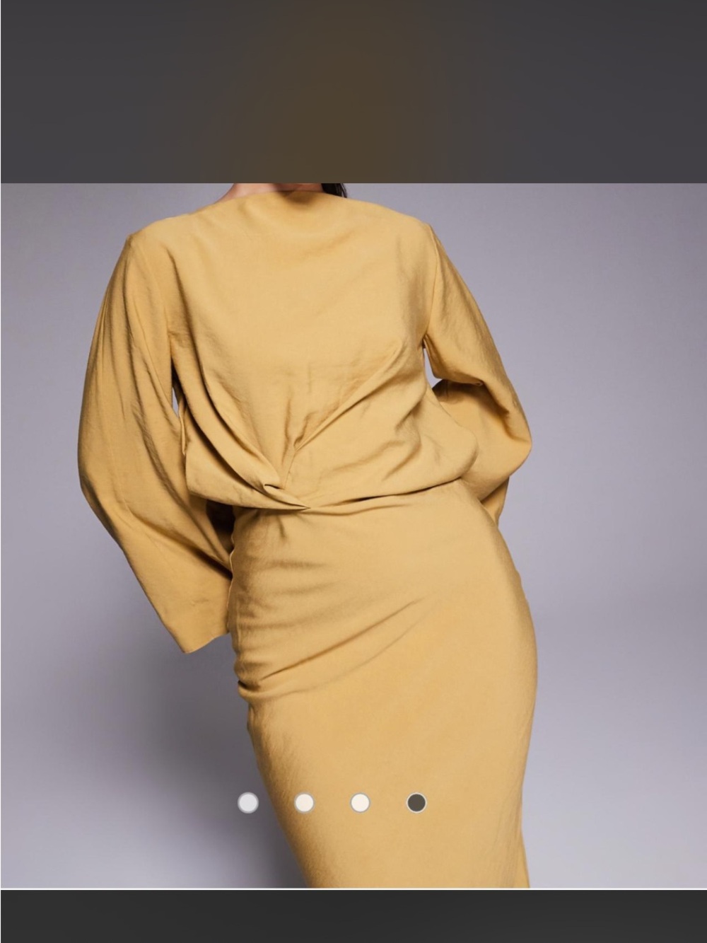 ASOS Mustard Yellow Long-Sleeve Midi Dress